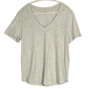 LOFT Everyday V-Neck Tee in Frosted Heather, size large, 100% cotton, v-neck